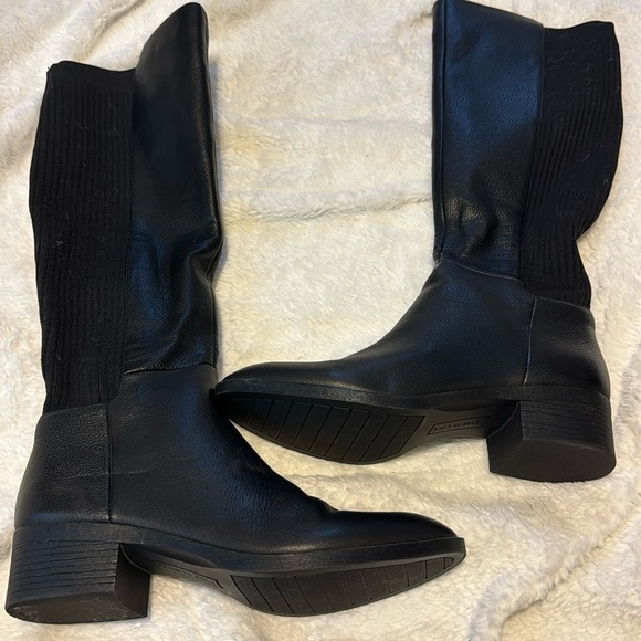 NEW! Kenneth Cole Black Levon Leather & Rib Knit Knee Boot - Size 9 - Picture 14 of 16